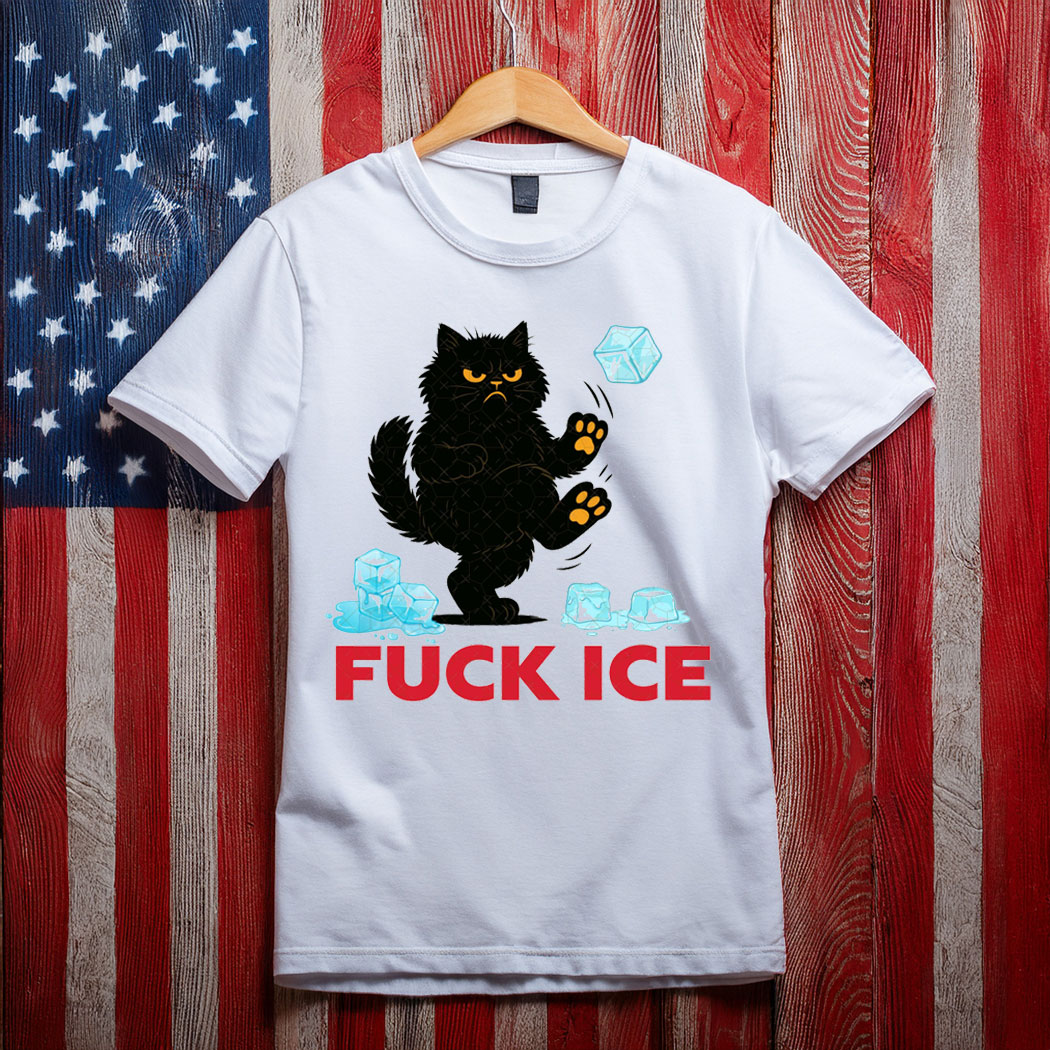Black Cat Fck ICE T-Shirt , Anti ICE Political Protest