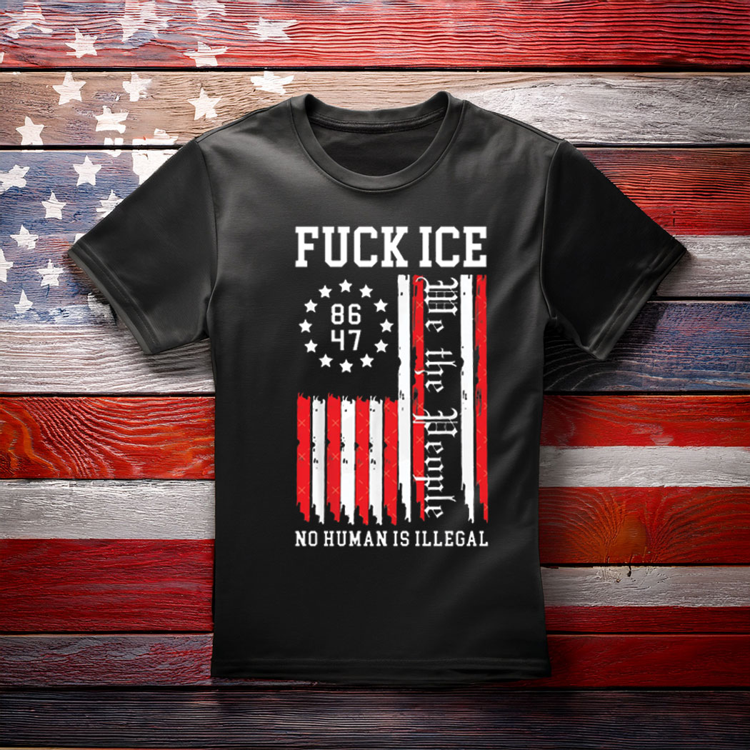 Fck ICE American Flag T-Shirt, Anti ICE