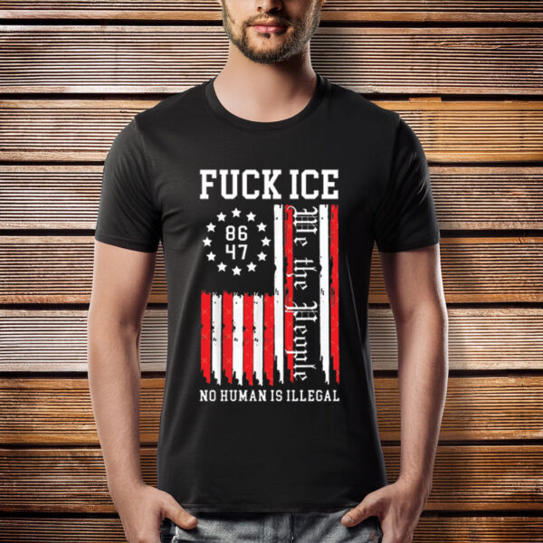 Fck ICE American Flag T-Shirt, Anti ICE