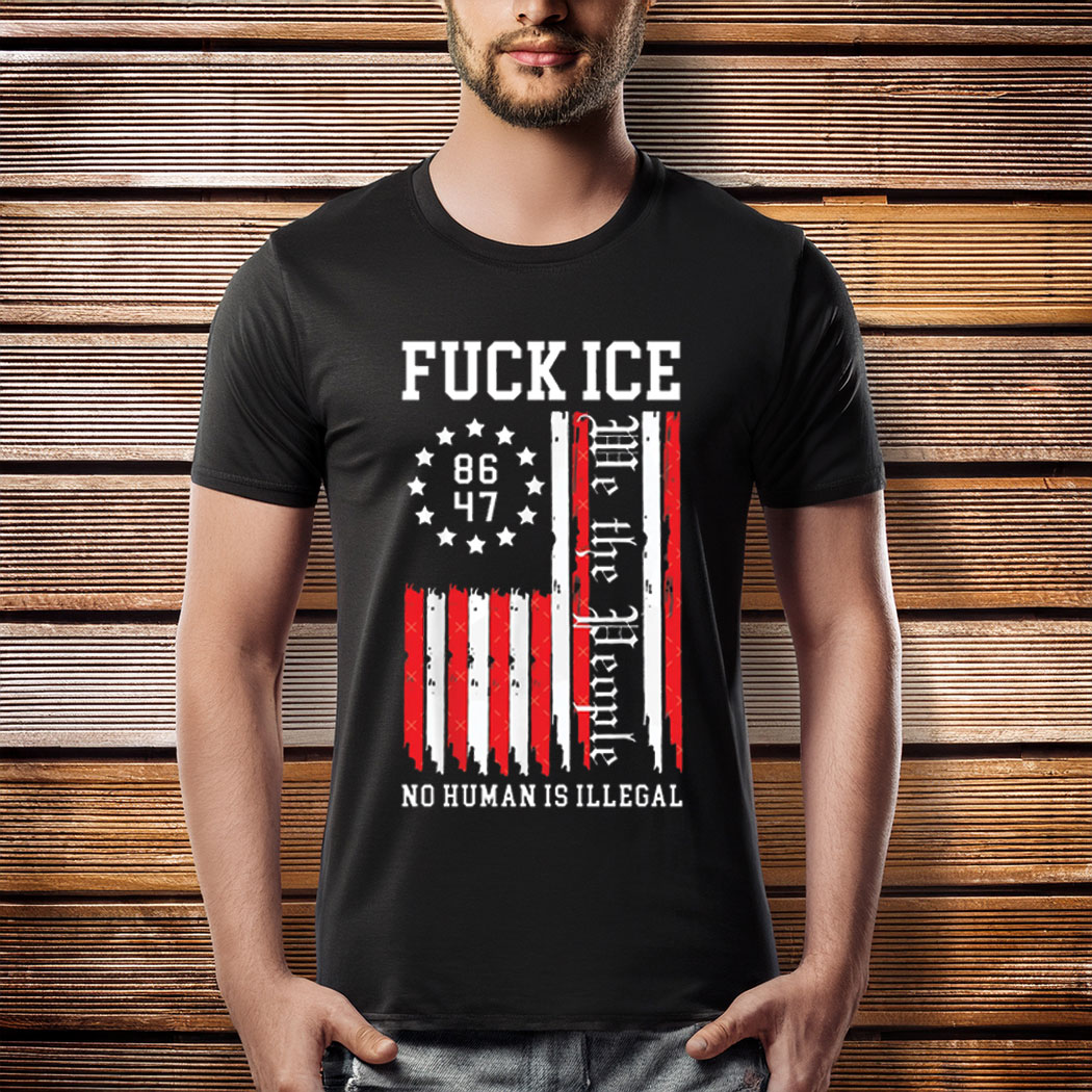 Fck ICE American Flag T-Shirt, Anti ICE