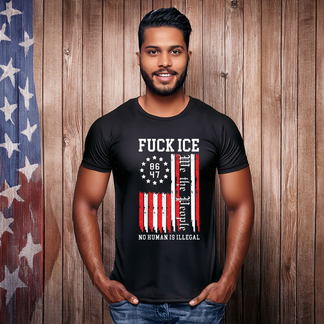 Fck ICE American Flag T-Shirt, Anti ICE