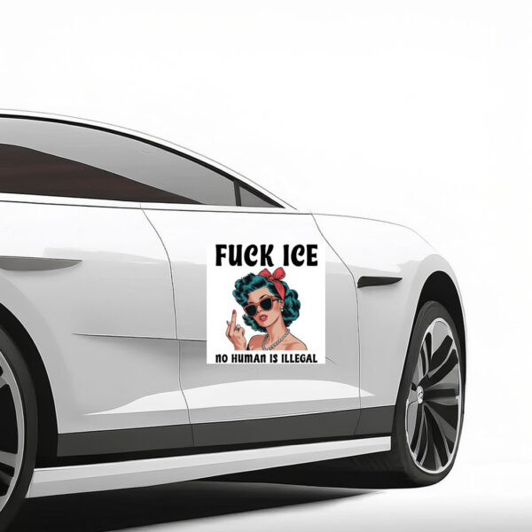 Fuck Ice No Human Is Illegal Anti Trump Sticker-Car Magnet