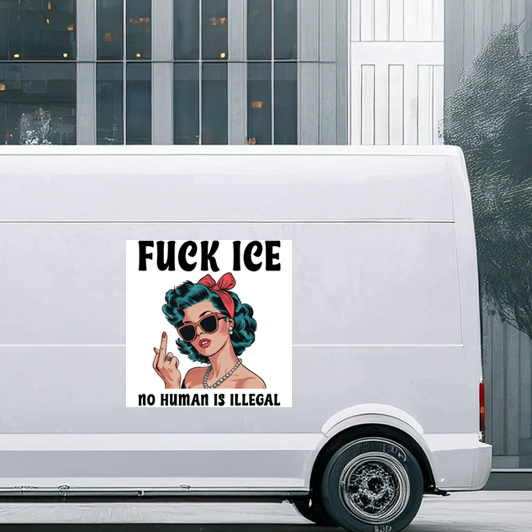 Fuck Ice No Human Is Illegal Anti Trump Sticker-Car Magnet