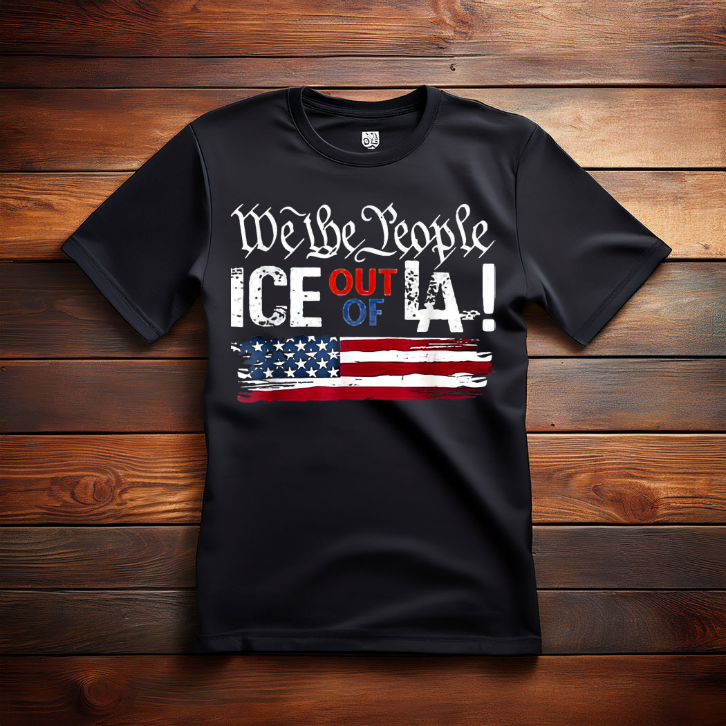 Retro ICE Out Of LA Abolish ICE America Flag T-Shirt