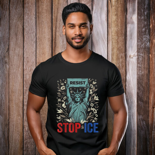 Stop ICE Funny Statue of Liberty Boho Floral Resist Shirt