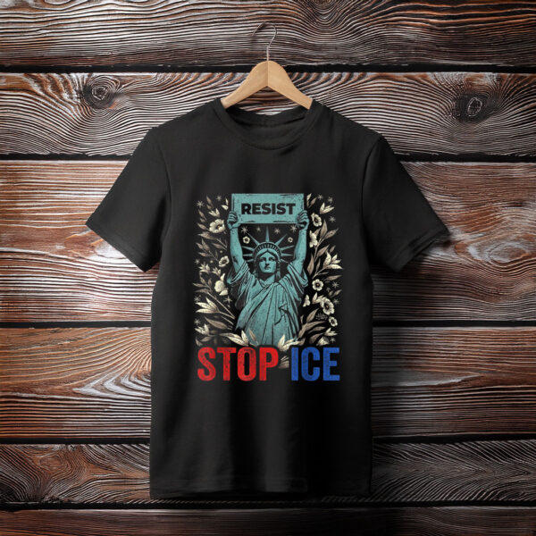 Stop ICE Funny Statue of Liberty Boho Floral Resist Shirt