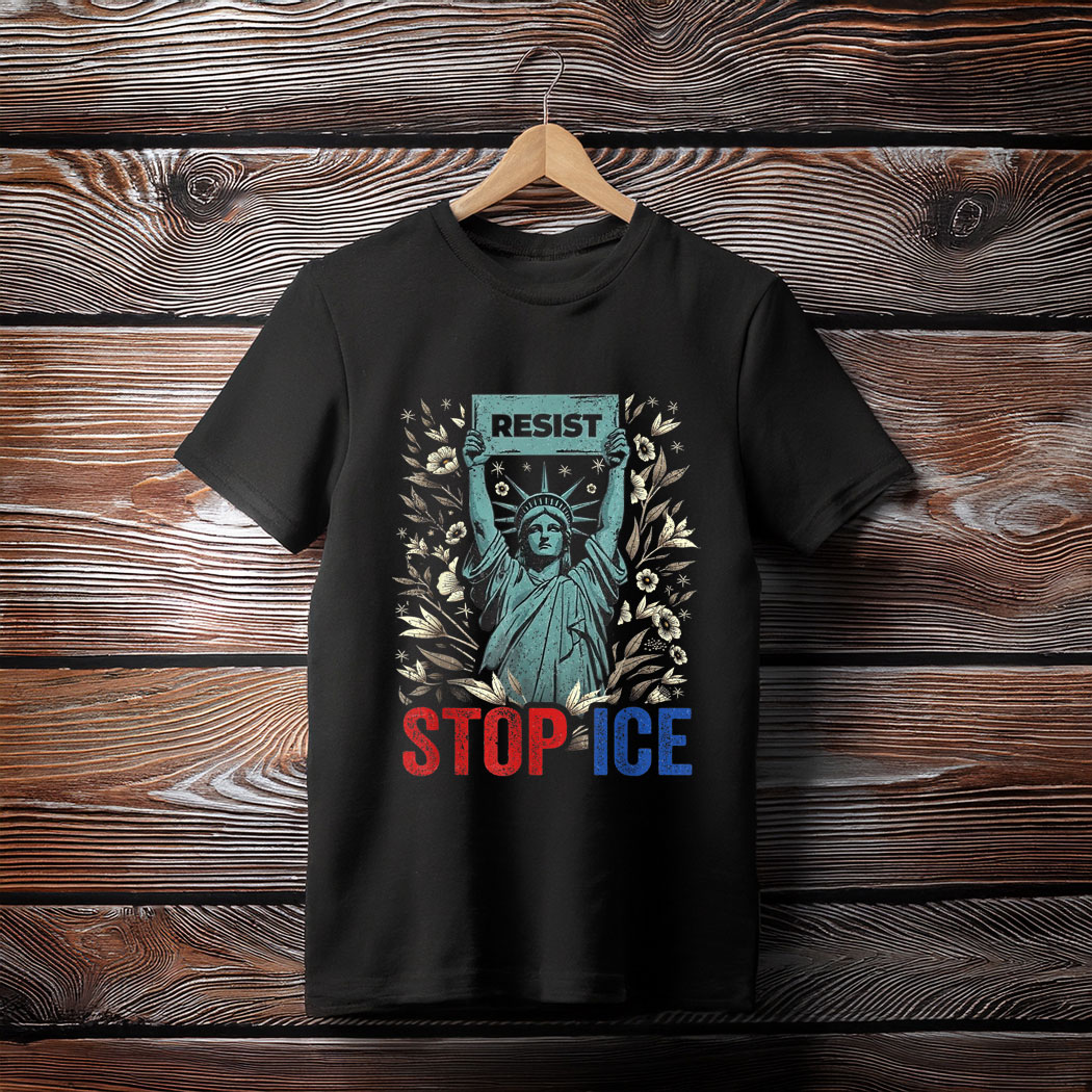Stop ICE Funny Statue of Liberty Boho Floral Resist Shirt