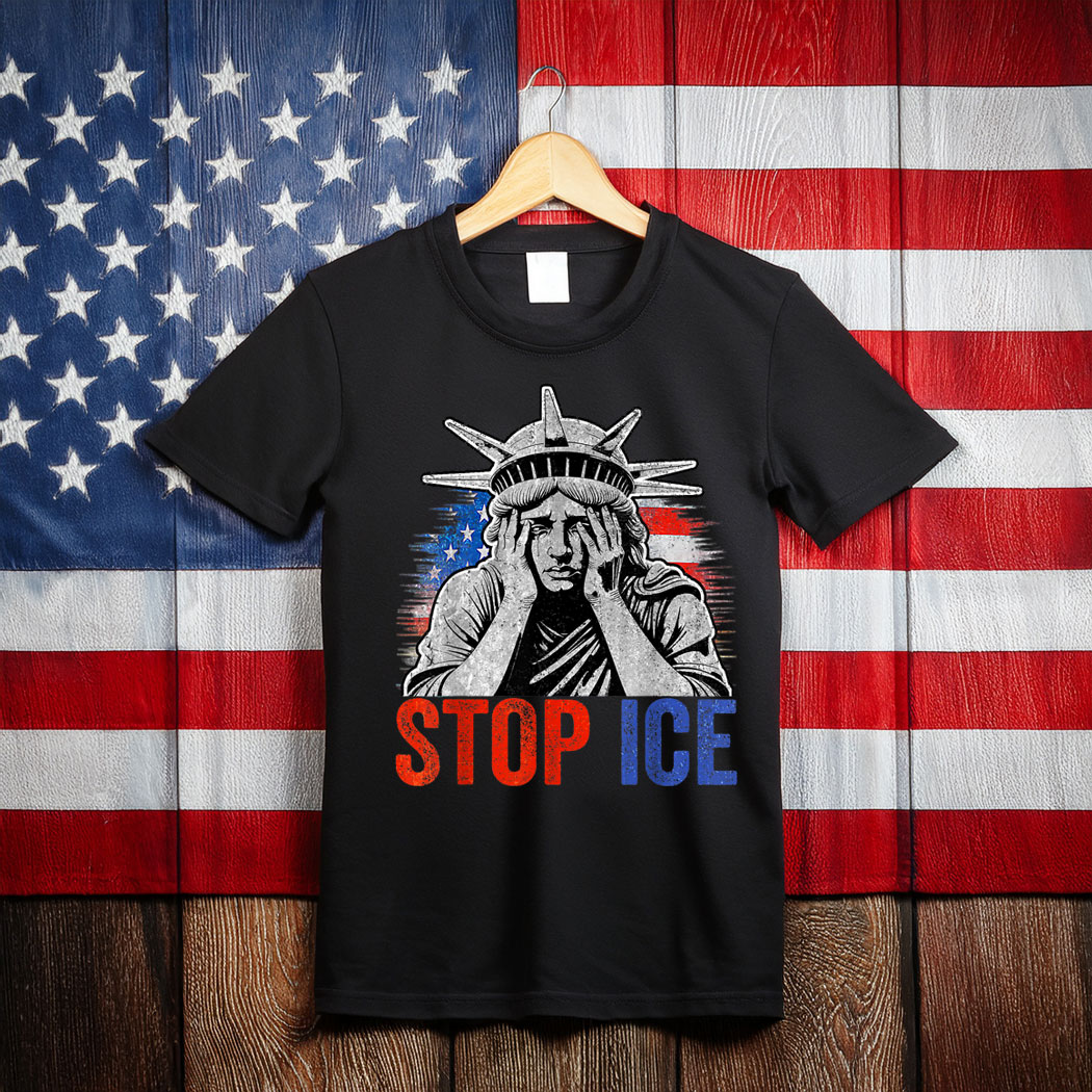 Stop ICE Retro Trump Funny Statue of Liberty Vintage T-Shirt
