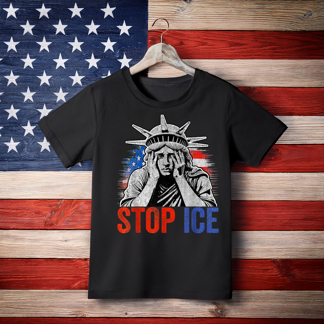 Stop ICE Retro Trump Funny Statue of Liberty Vintage T-Shirt