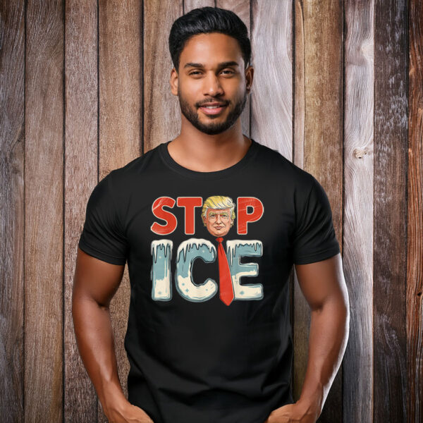 Stop ICE Retro Trump Tee Shirt