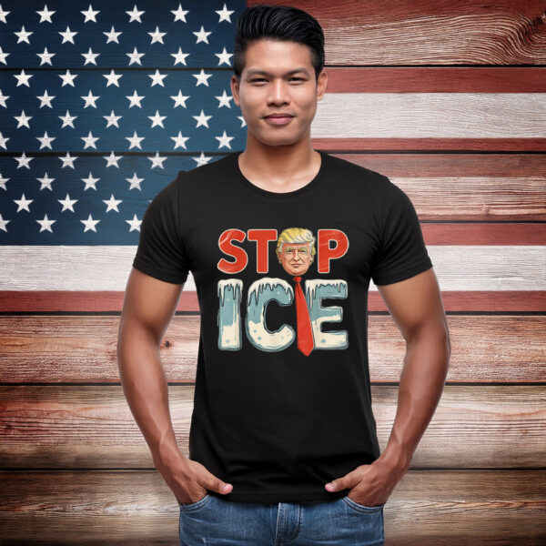 Stop ICE Retro Trump Tee Shirt